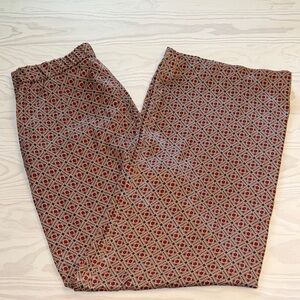 Zara Silk Patterned Wide Leg Pants